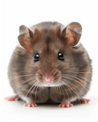 cute round syrian hamster on white background