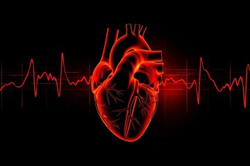 Anatomiczne serce z elektrokardiogramem - zdrowie serca i medycyna