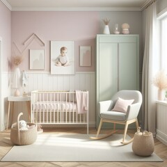 Minimalist Pastel Baby Nursery Room: Serene Softness
