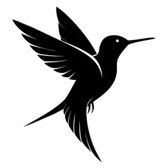 Hummingbird Flying Silhouette on White Background: Stunning Nature Art