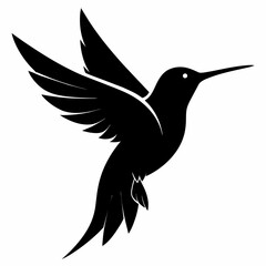 Obraz premium Hummingbird Flying Silhouette on White Background: Stunning Nature Art