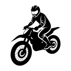 Motocross Rider on Enduro Motorcycle - Abstract Vector Silhouette & Rally Logo Design