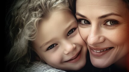 Obraz premium A mother-daughter duo smiling warmly in front of the camera