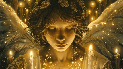 An angel amidst flickering candlelight