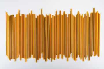 Food background, colorul dried pasta spaghetti, paralleled lines, wallpapers with stripes