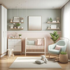 Minimalist Pastel Baby Nursery Room: Serene Softness
