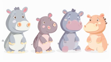 Naklejka premium Hippo. Flat vector illustration of cute animal. Baby nursery art.