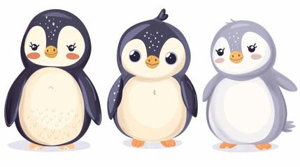 Naklejka premium Penguin. Flat vector illustration of cute animal. Baby nursery art.