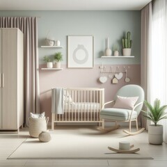 Minimalist Pastel Baby Nursery Room: Serene Softness