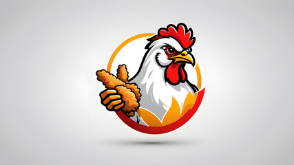 Fried chicken themed logo icon symbol on the white background. Generative AI