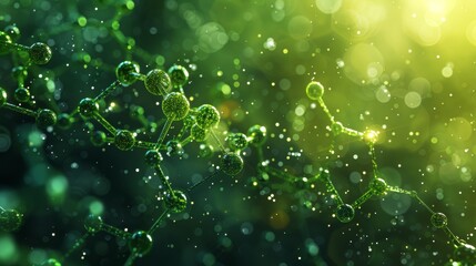 A beautiful pentagonal molecule filled with dots, placed against a soothing lime green solid background