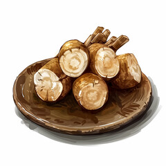 Chopped Parsnips Illustration on a Plate
