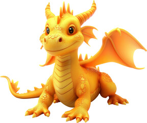 Obraz premium Cute cartoon dragon, orange color, isolated