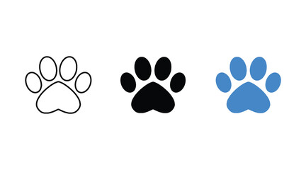 Paw icon set vector. paw print sign and symbol. dog or cat paw. Black PNG Silhouette