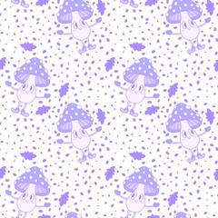 Cartoon autumn seamless mushrooms pattern for wrapping paper and fabrics