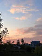 sunset over the village