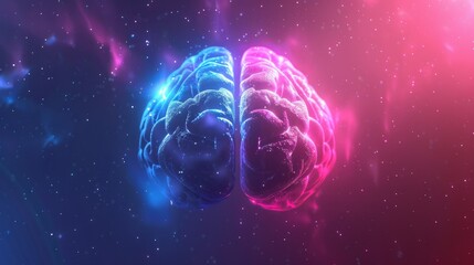 Abstract Cosmic Brain with Neural Glow, Generative AI