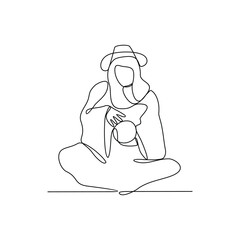 One continuous line drawing of Witch vector illustration for magic themes design. A witch is a practitioner of witchcraft, a pagan religious tradition involving the use of magic or supernatural power.