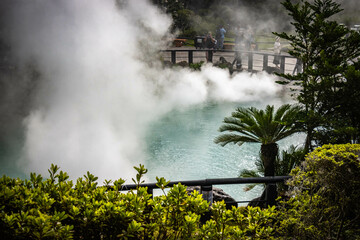 Fototapeta premium Umi Jigoku, 7 hells of beppu, jigoku, hot springs, kyushu, japan, sea hell, asia