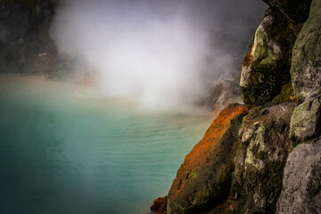Fototapeta premium Umi Jigoku, 7 hells of beppu, jigoku, hot springs, kyushu, japan, sea hell, asia