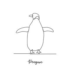 One continuous line drawing of penguin vector illustration. Poultry and bird animal themes in simple continuous line design concept. Poultry refer to domesticated birds raised for their meat, eggs.