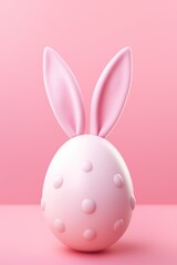 A white ball with pink bunny ears attached, suitable for whimsical or playful scenes