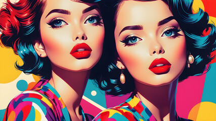 Obraz premium Modern Pop art Beautiful Girl background. Generative AI