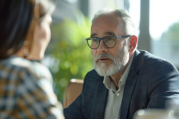 Two businessmen meeting in a coffee shop for a discussion of their projects