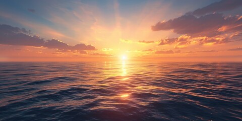 Fototapeta premium A serene image of the sunset over the ocean with a calm atmosphere