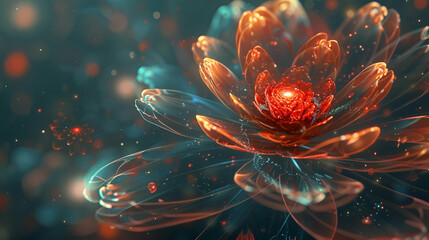 Obraz premium A closeup photo of a flower with a red center against a dark background