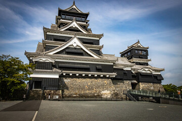 Obraz premium kumamoto castle, newly restored, japanese culture, samurai, kumamoto, japan, asia