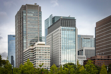 Fototapeta premium marunouchi buildings, skyline, skyscrapers, tokyo, japan, asia, chiyoda, tokyo station