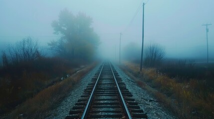 Obraz premium Foggy Morning Train Tracks