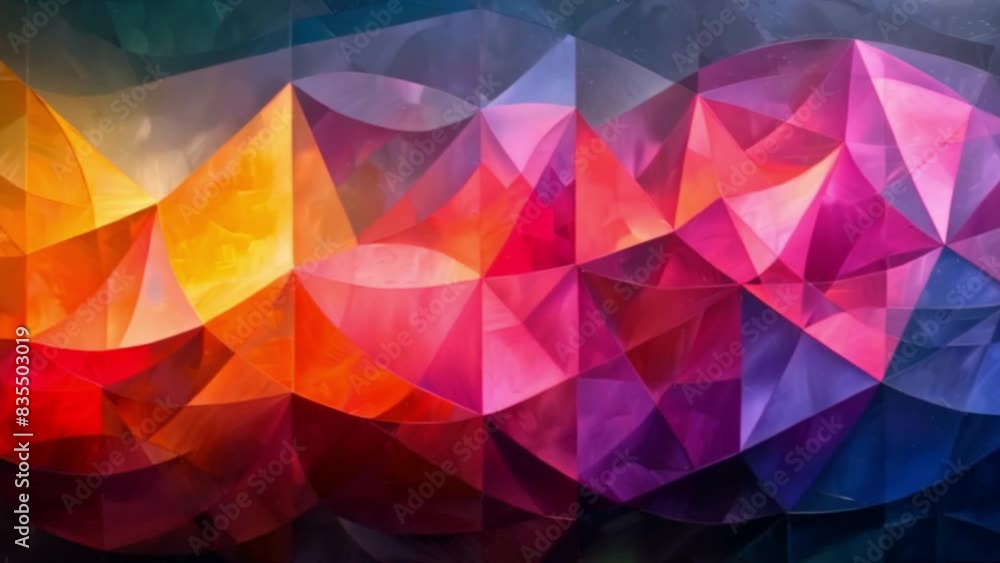 Poster an abstract painting filled with a multitude of colors and shapes, creating a dynamic and lively vis