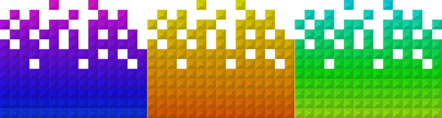 Colorful Blocks. Pixel art style. Abstract background with colorful squares. Colorful and black background.