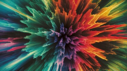 Obraz premium digital painting featuring a multicolored, abstract background with bursts of vibrant colors. The colors dance and blend together in a mesmerizing, dreamlike pattern