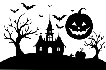 happy halloween silhouette vector illustration