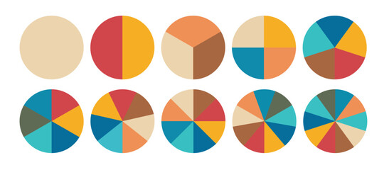 Obraz premium Pie chart set. Colorful diagram collection with. Circle icons for infographic. Vector