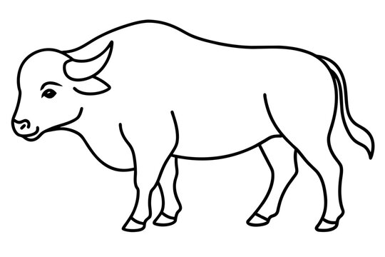 recommend clip art: line art of a buffalo