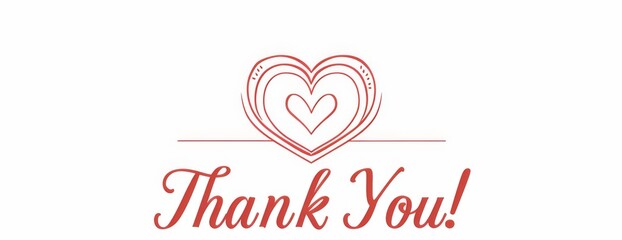 Simple line drawing of an elegant heart with the words "Thank You!" on a white background