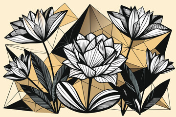 flowers line art vector illustration 