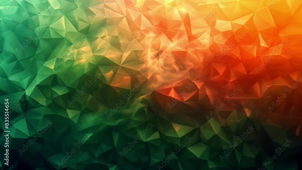 Poster various small triangles in bright colors forming an abstract and vibrant background pattern.