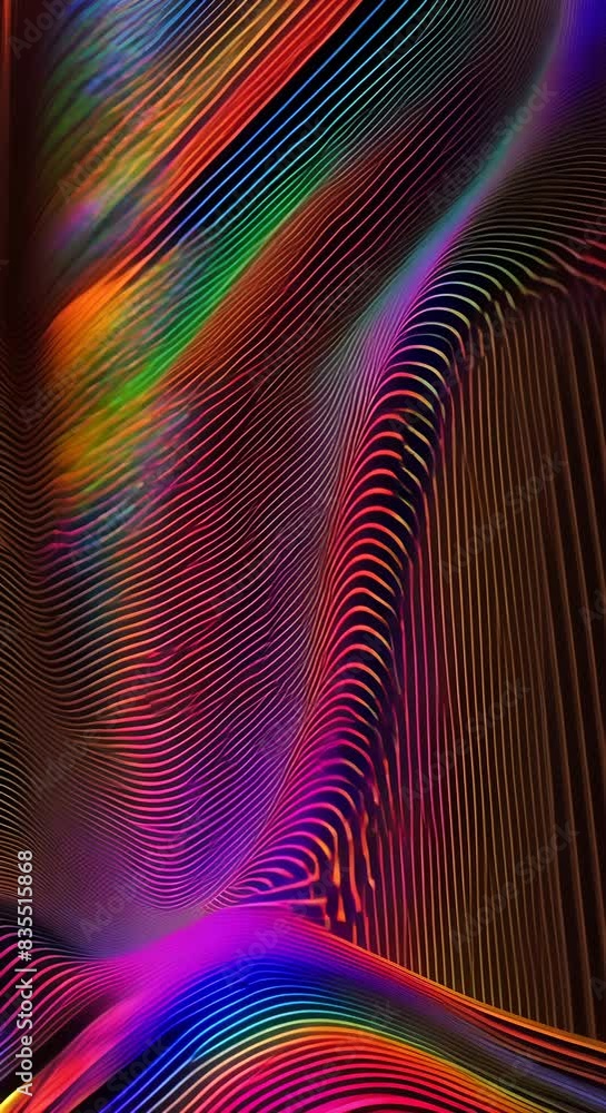 Aufkleber rainbow waves psychedelic rainbow lines video slow wave motion of bright planes made of lines on bla