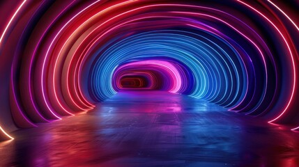 Colorful Lines Tunnel with Blue, Pink and Purple Stripes.  .