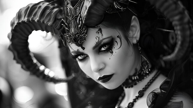 Fototapeta satanic bride, halloween scary concept, dark gothic lady, creepy wallpaper