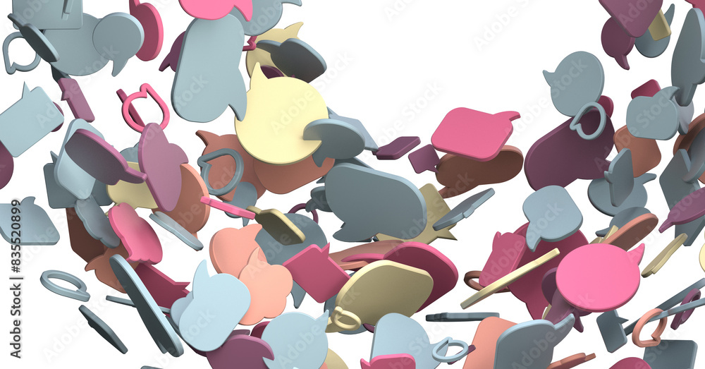 Poster touching 3D rendering flying email icon with his fin