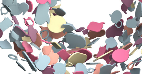 touching 3D rendering flying email icon with his fin