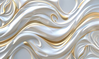Luxury Semi-Gloss Wall background, elegant white and gold 3d embossed creative pattern
