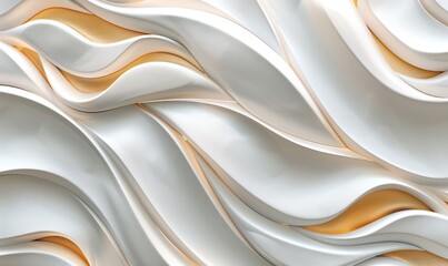 Obraz premium Luxury Semi-Gloss Wall background, elegant white and gold 3d embossed creative pattern