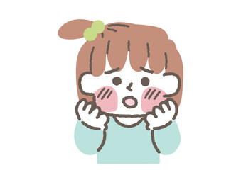 ほっぺが赤く腫れてしまった女の子のイラスト